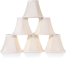 Chandelier Shades ONLY FOR CANDELABRA BULBS Clip-on Fabric Lamp Shade, Cream x 6