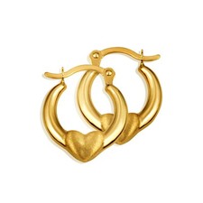 Yellow Gold Polished Heart Love Hoop Earrings