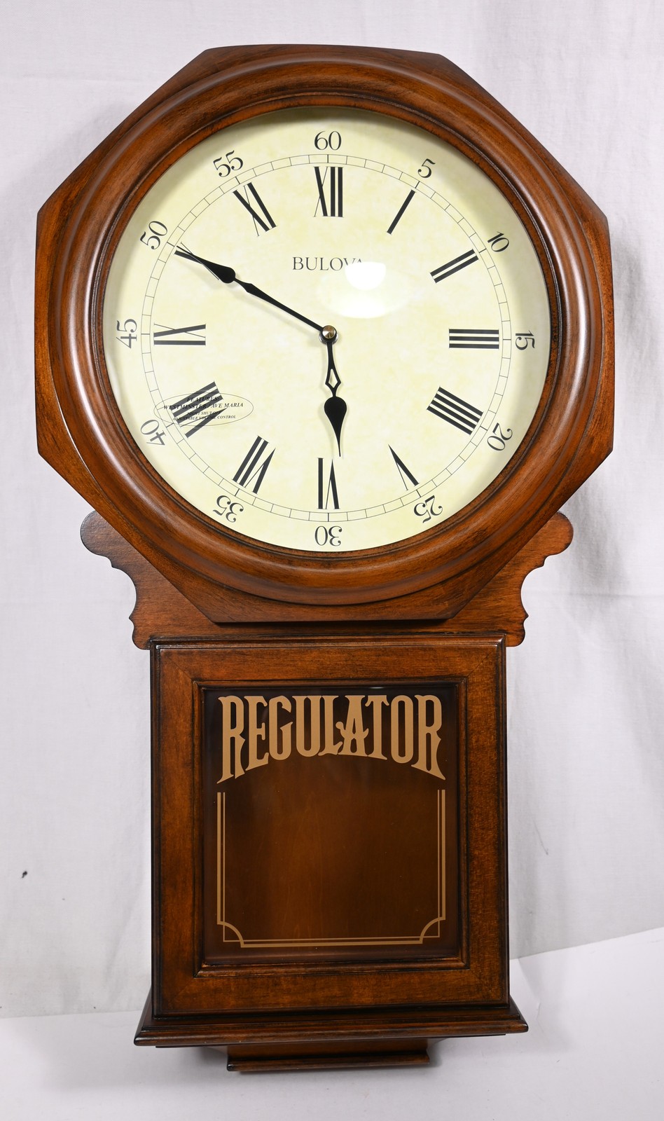 New NIB Bulova Ashford Regulator Wall Clock Walnut Triple-Chime Pendulum C3543