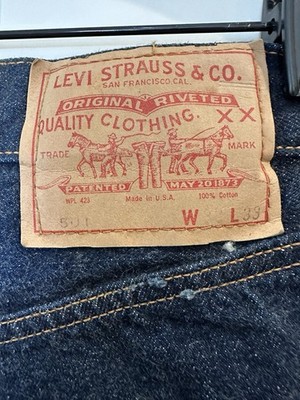 VINTAGE LATE 1960s/EARLY 70s LEVI'S 501 BIG E REDLINE JEANS - FOR PARTS / REPAIR