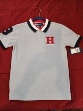 Tommy Hilfiger Men's Gray Polo Shirt S/P/CH Cotton Embroidered Logo Short Sleeve