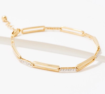 Affinity Diamond Pave Paperclip Armband, 14K vergoldet Sterlingsilber,