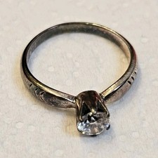 Sterling Silver 925 Solitaire Engagement Ring Round Cubic Zirconia Size 9