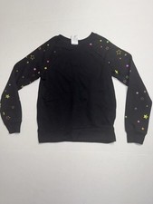 Athletic Works Girls Size Medium 7-8 Black Long Sleeve Stars Sweatshirt