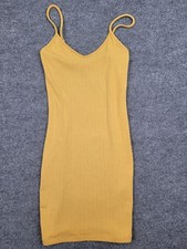Forever 21 Mustard Yellow Ribbed Bodycon Mini Dress Women’s Size Small Camisole