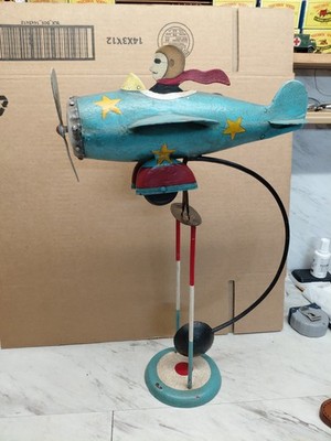 Vintage Kinetic Airplane Motion Sculpture | Folk Art,nice Condition 12x17