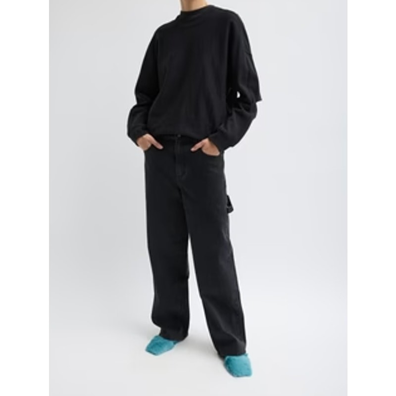 TIBI Slouchy Carpenter Jeans Womens 26 Black Denim High Rise