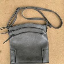 Vonmay Crossbody Gray Leather Bag Purse Handbag