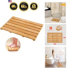 Bath Mat for Luxury Shower - Non-Slip Bamboo Sturdy Water Proof Bathroom Carp...