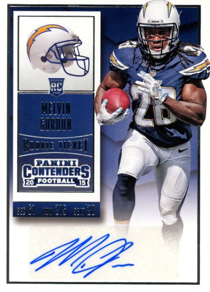 2015 Panini Contenders Ticket Melvin Gordon #201 Rookie Auto - Chargers