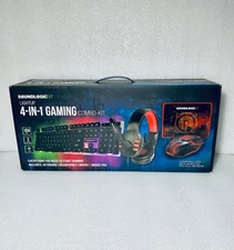 New - SoundLogic XT Light-Up 4-In-1 Gaming Combo-Kit, Keyboard, Mouse - (READ)