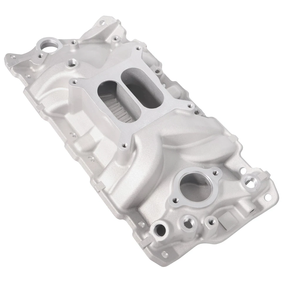 NEW Dual Plane Front Intake Manifold & 4-Barrel Carburetor For Chevy SBC 1955-86 Foto 3 de 4