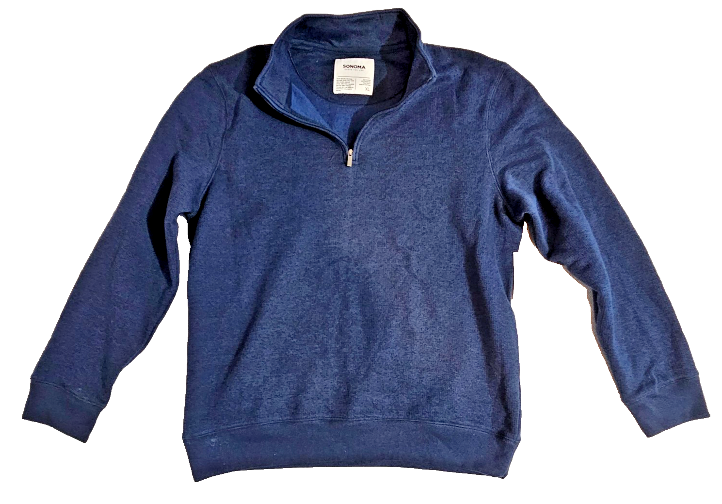 Sweater Blue Fleece Quarteer Zip Soft Touch Men's XL By Sonoma MSRP 29.99-image