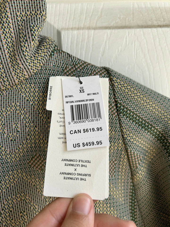 NUEVO CON ETIQUETAS Chaqueta Para Hombres Ripcurl x Byborre Cuarto Cremallera Manga Larga $460 Talla XS Foto 4 de 4