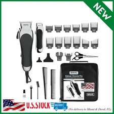 Wahl Clipper USA Deluxe Corded Chrome Pro, Complete Hair and Trimming Kit, Inclu