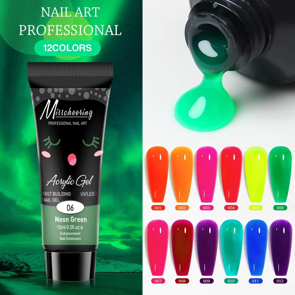 Juego de 12 colores de gel de extensión de uñas Kit de gel UV para remojo Regalo de constructor para mujeres Foto 2 de 4