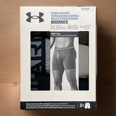 Under Armour Tech Mesh Boxerjock Mens XL 3 Pack Black Gray Green 6 