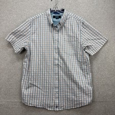 Cody James Shirt Men Large Blue Orange Check Short Sleeve Core Western Cowboy