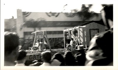 1940s Rose Parade Float Photo - Motion Blur Silver Gelatin Crowd Spectacle