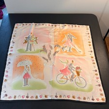 Talbots Vintage 100 Silk Square Scarf Couple Romantic 26 X 26 wedding whimsy