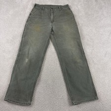 Vtg Carhartt B11 MOS Green Canvas Pants Sz 32x32 Tag 33w Faded Distressed