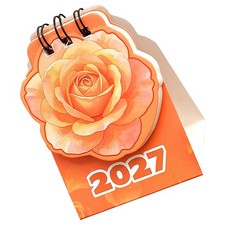 Mini Desktop Flower Calendar, 2027 Rose-Shaped Table Planner