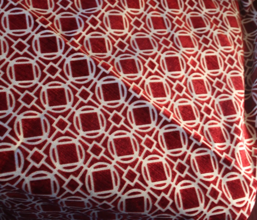 Upholstery Fabric Remnant fancy Woven dark red velvet pattern  57 x 34