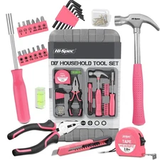 Small Mini DIY Household Pink Tools Kit Set 25 Pcs for Home Office With Tool Box