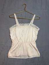 Vintage Lace Trim Camisole Top Cream Satin