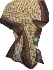 G Scarf Brown Beige Silk Wrap