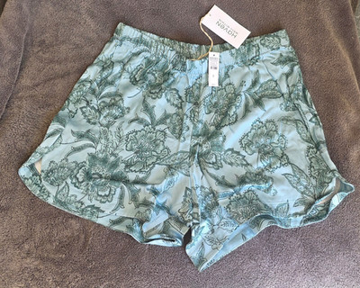 Haven Well Within Lounge Shorts Womens Sleep Blue Floral Satin Small NWT