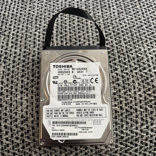 Toshiba MK1652GSX 160GB HDD2H03 W SK01 T SATA 2,5" HD A0/LV010A