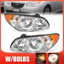 Pair For 2007-2009 2010 Hyundai Elantra Chrome Headlights Lh Rh Side Wbulbs