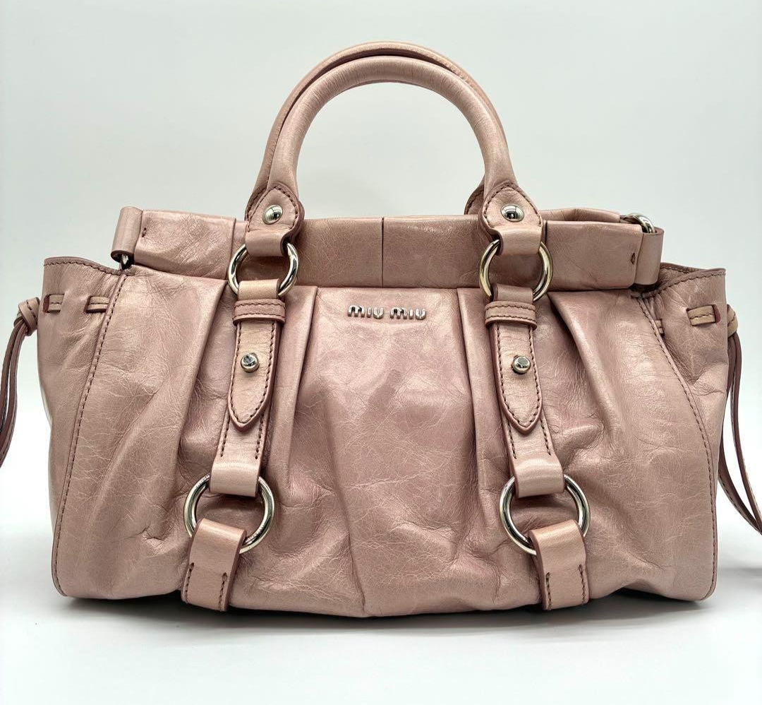 バッグ Miumiu Vitello Lux Shoulder Bag pink miu miu pink vitello shoulder bag – hachi archive