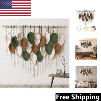 Stylish Macrame Leaf Wall Art 39''W x 29.5''L - Perfect for Living Spaces