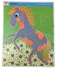 Vintage 1972 Whitman Pinto Pony Puzzle Preschool Tray Puzzle Flowers