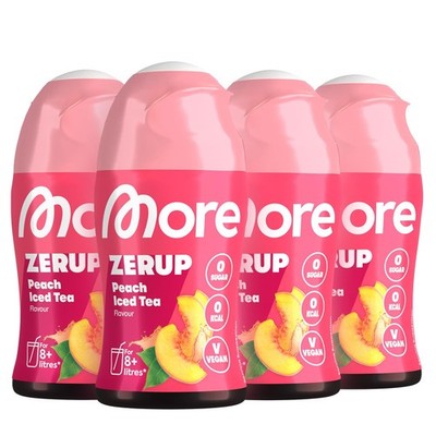 MORE Zerup Peach Iced Tea Sirup 4 x 65 ml, zuckerfrei, vegan, verschiedene Sorte