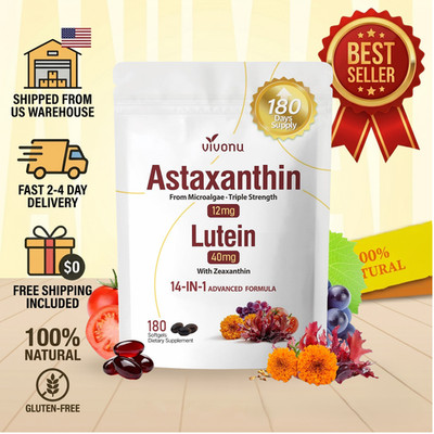 VivoNu 14-in-1 Astaxanthin 12mg Lutein 40mg Eye Support 180 Softgels 6 Month