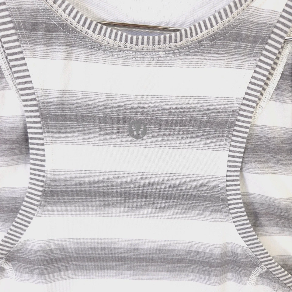 Regata Lululemon Feminina 2 Cinza Listrada Branca Corrida Corrida Academia Treinamento Yoga - Imagem 4 de 4