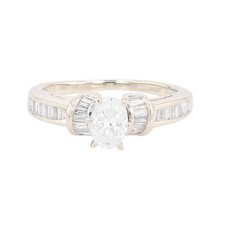 GIA 1.14ctw Diamond Solitaire with Accents Engagement Ring 14k White Gold Size 8