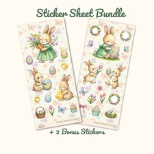 Easter Meadow Bunny & Chick | Planner Set | White Vinyl | Sticker Sheet
