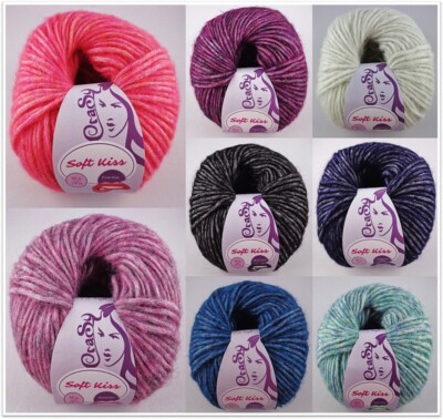50g CraSy Soft Kiss Wolle Garn zum Stricken Häkeln GP 129,00 /1kg