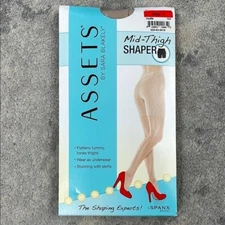 Spanx Assets Mid Thigh Shaper Shorts Slimming Compression Shapewear Nude Sz 1