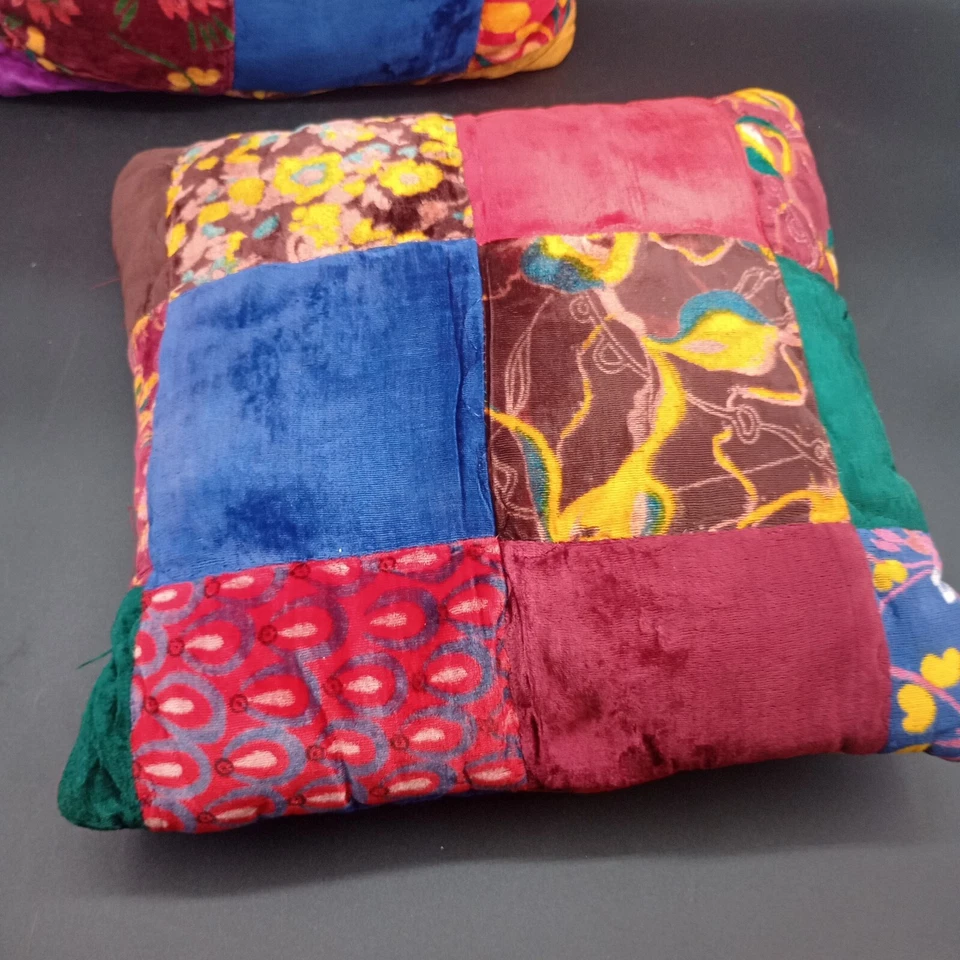 Almohadas Terciopelo Patchwork Artesanales Boho Chic Abuela Núcleo De Colección 16 pulgadas Foto 3 de 4
