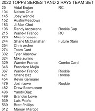 2022 TOPPS SERIES 1 AND 2 TAMPA BAY RAYS TEAM SET 25 CARDS  WANDER FRANCO 215 RC