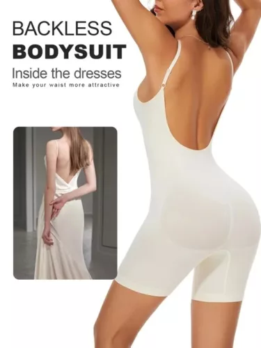 Damen-Bodysuit mit niedrigem Rücken Ganzkörpershaper Abnehmen Formende Tops Fajas Formen - Bild 10 von 29
