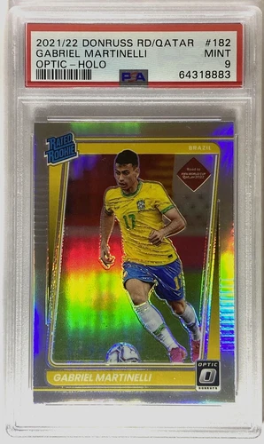 2021-22 Donruss Road to Qatar GABRIEL MARTINELLI Optic Holo Prizm RC #182 PSA 9