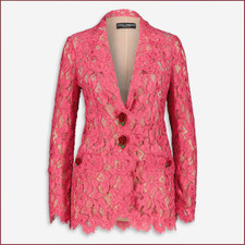 Dolce & Gabbana Pink Lace Sink Lined Blazer Jacket Size 40