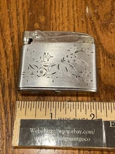 RONSON ADONIS DETAILED FLORAL ENGRAVING FLOWER ENGRAVED DESIGN LIGHTER VINTAGE
