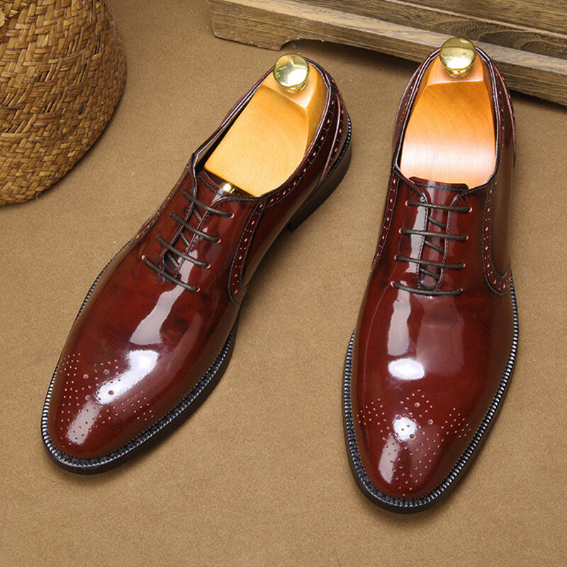 SAOLA Oxford stringate da uomo in pelle di vacchetta verniciata matrimonio festa sposo